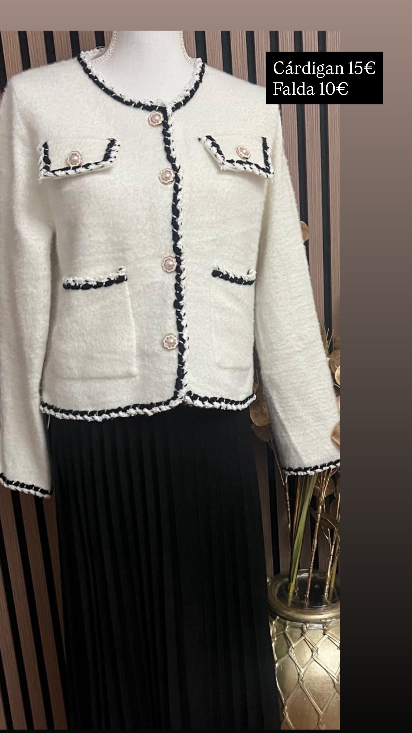 Conjunto de Cardigan y falda.
